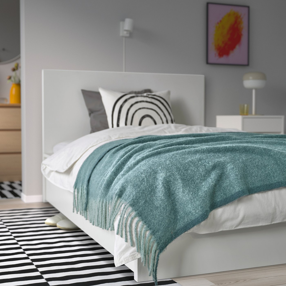 IKEA KLIPPOXEL  (ИКЕА КЛИППОКСЕЛ)  -  Плед - серо-бирюзовый 130x170 см
