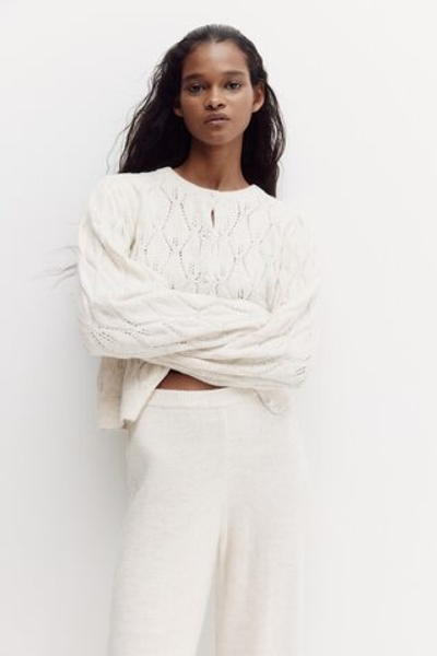 Трикотажные брюки с ажурными вставками - H&M