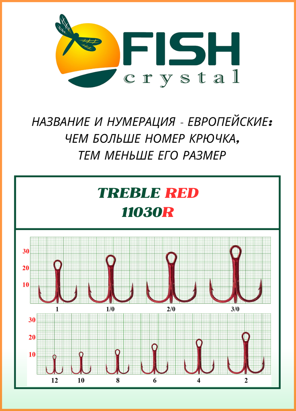 Крючок рыболовный Fish Crystal тройной TREBLE 11030/RED №10 (5 упаковок)
