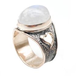 Кольцо Лунный камень, Серебро 925 проба, 19,5 размер