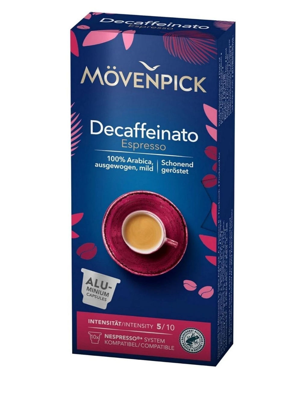 Кофе в капсулах без кофеина Movenpick Decaffeinato для Nespresso, 10шт по 5,5г