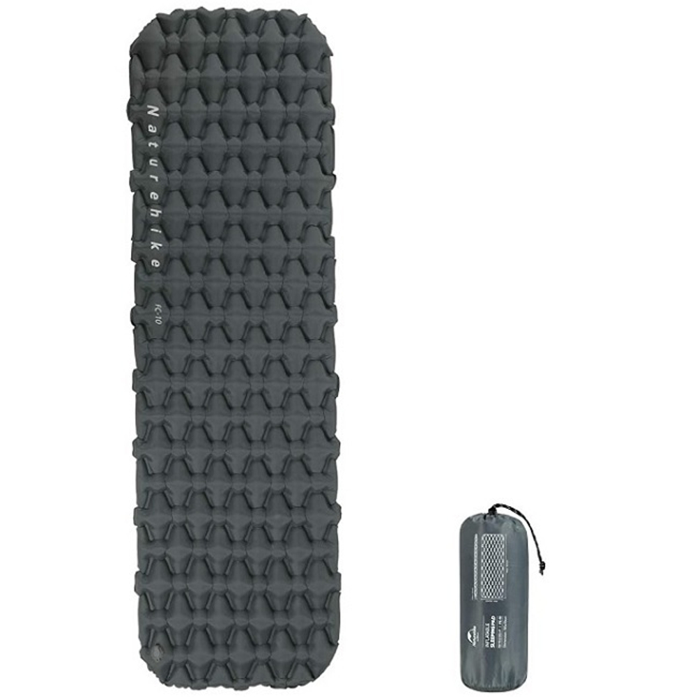Коврик туристический надувной Naturehike FC-10 одноместный, серый (NH19Z001-P)