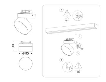Трековый однофазный светодиодный светильник 16W 3000K GL6877 BK черный Track System Ambrella