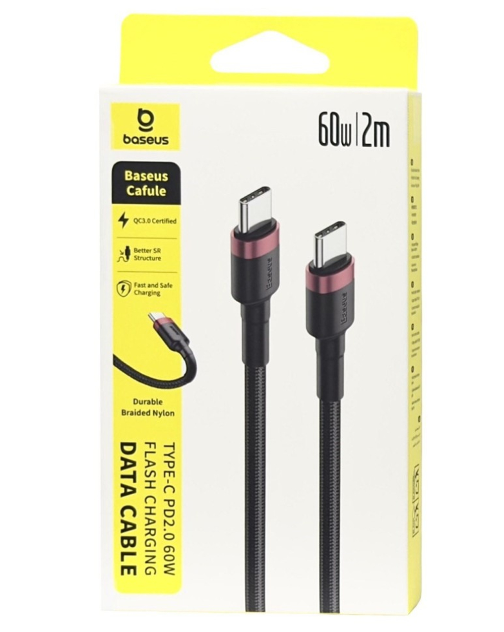 Кабель-зарядка Type-C на Type-C Baseus Cafule series PD2.0 2м (CATKLF-H91) красно-черный