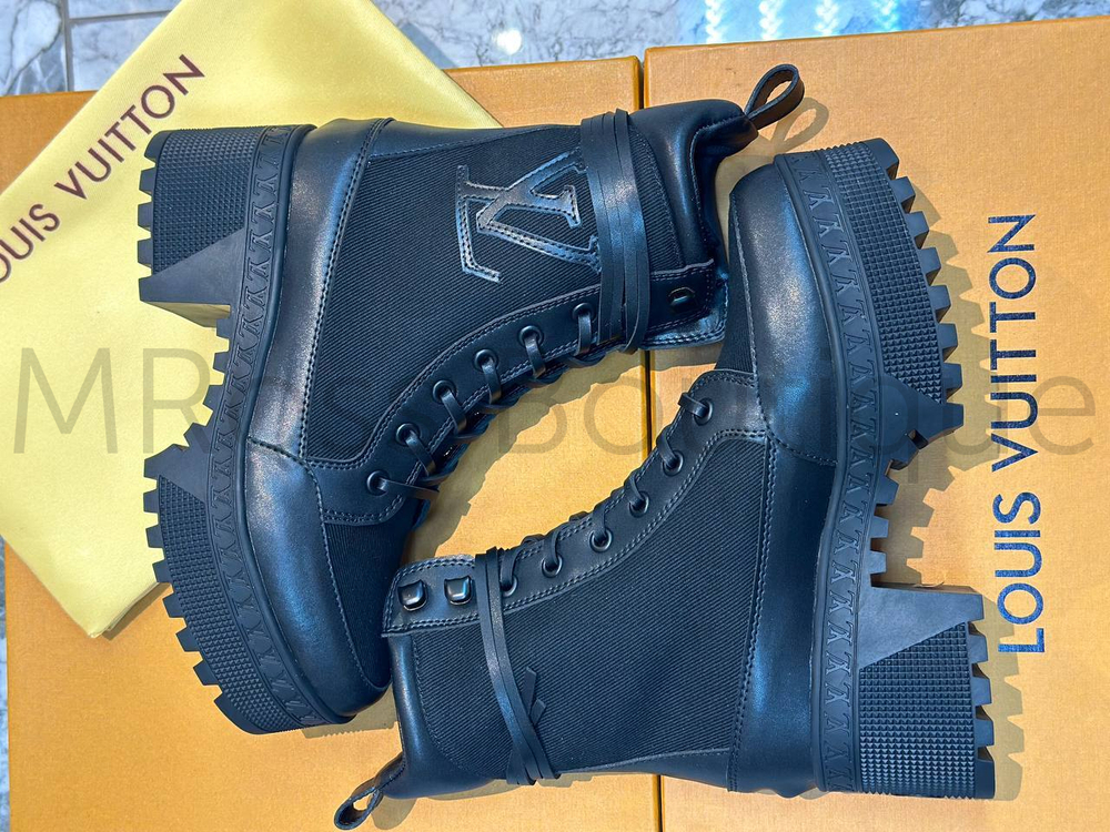 Черные ботинки Louis Vuitton desert boot Laureate на платформе