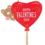 Фольгированный шар-сердце «Happy Valentine's Day. Мишка-ангел», 73 см
