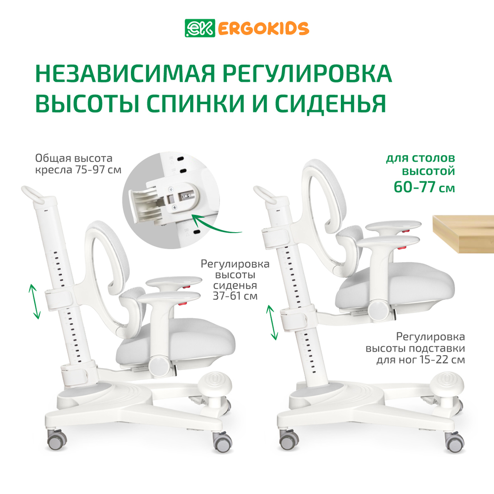 Стул для школьника Ergokids Space Air c подлокотниками
