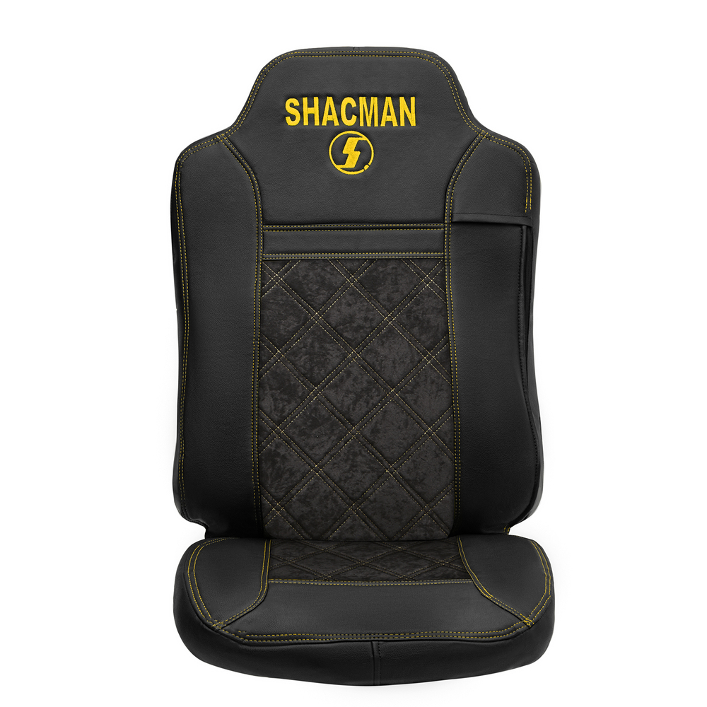 Чехлы Shacman X-3000 рестайлинг (экокожа, черный, желтая строчка)