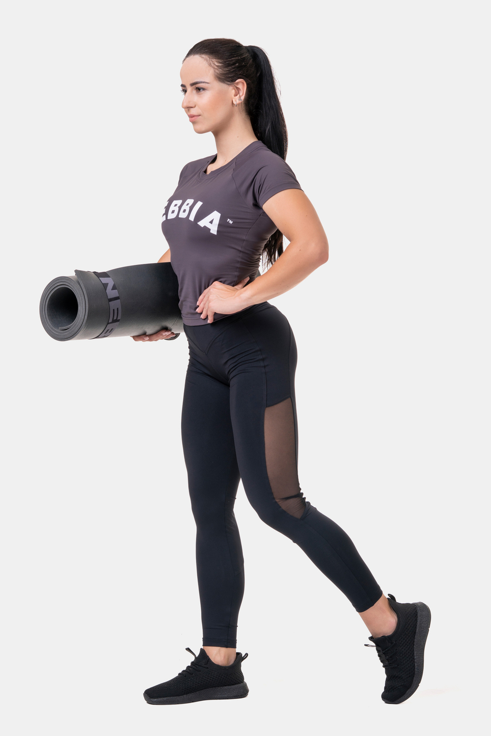 Легинсы женские High Waist & Mesh Leggings 573 Черные