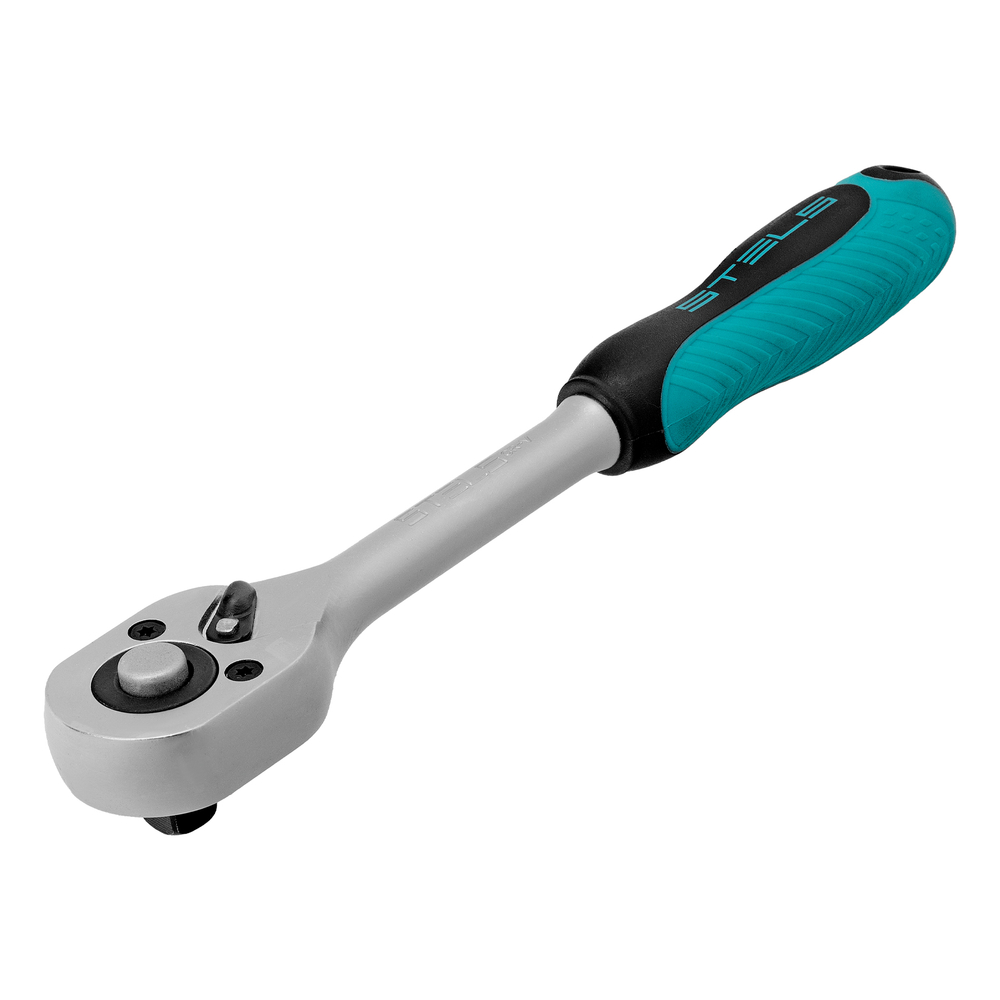 Ключ-трещотка 3/8", CrV, 72 зуба, с быстрым сбросом, матовый хром Stels