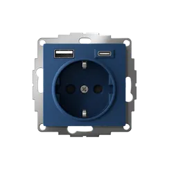 Розетка с USB A+C с защитными шторками Systeme Electric AtlasDesign Аквамарин ATN001132