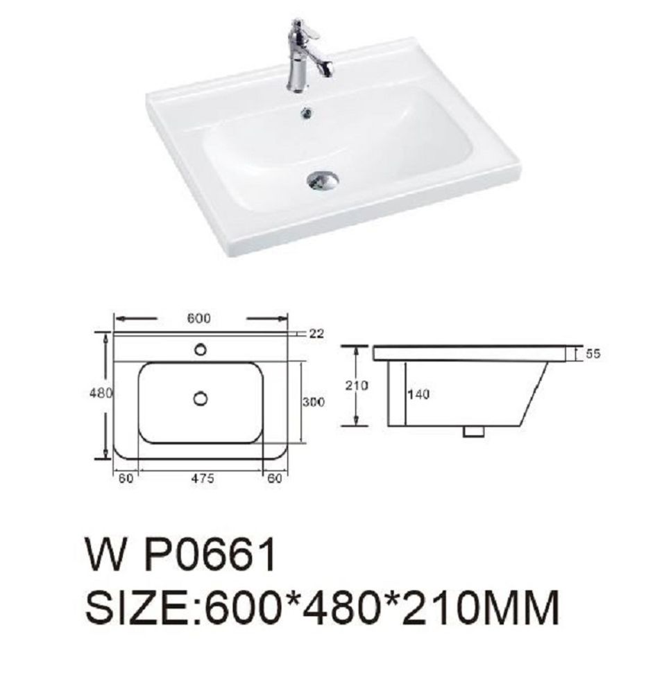Раковина ORBITA WP0661 600*480*210 мм