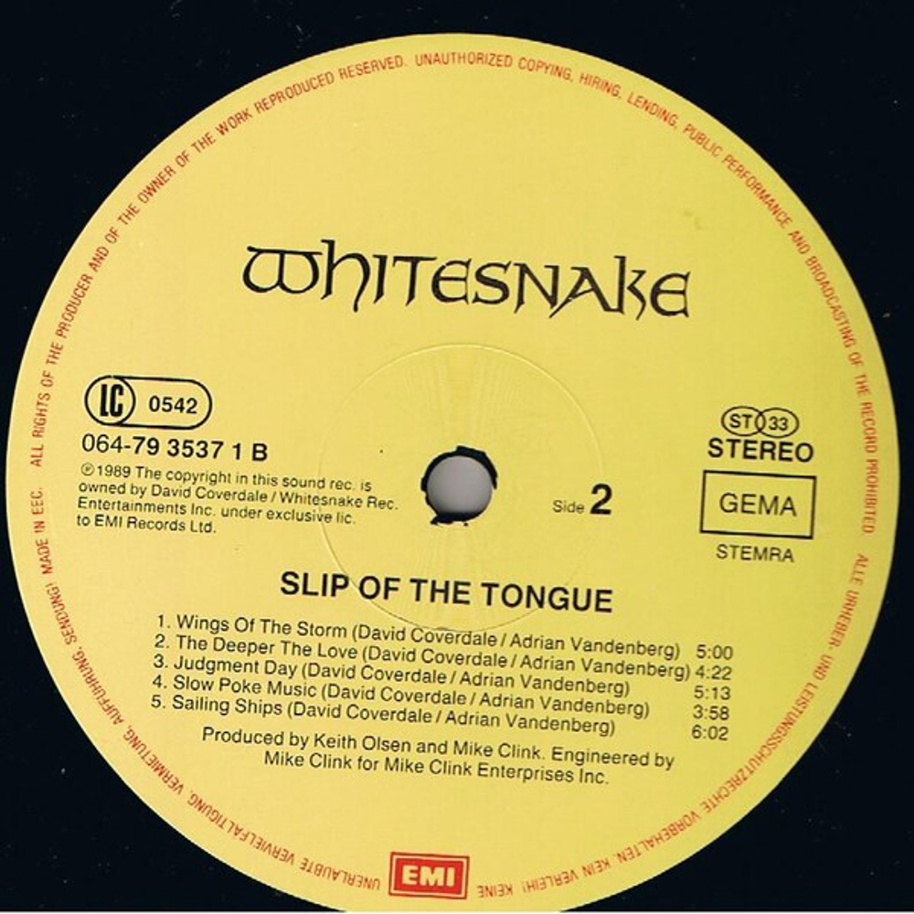 Whitesnake / Slip Of The Tongue (LP)