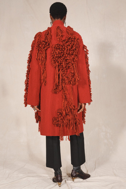 ZARA ДЛИННОЕ ТРИКОТАЖНОЕ ПАЛЬТО — LIMITED EDITION, ВИННЫЙ