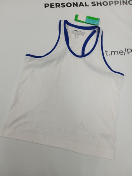 Майка adidas STELLASPORT мужская спортивная Цвет белый,синяя оторочка.Размер L - 50/52 русский