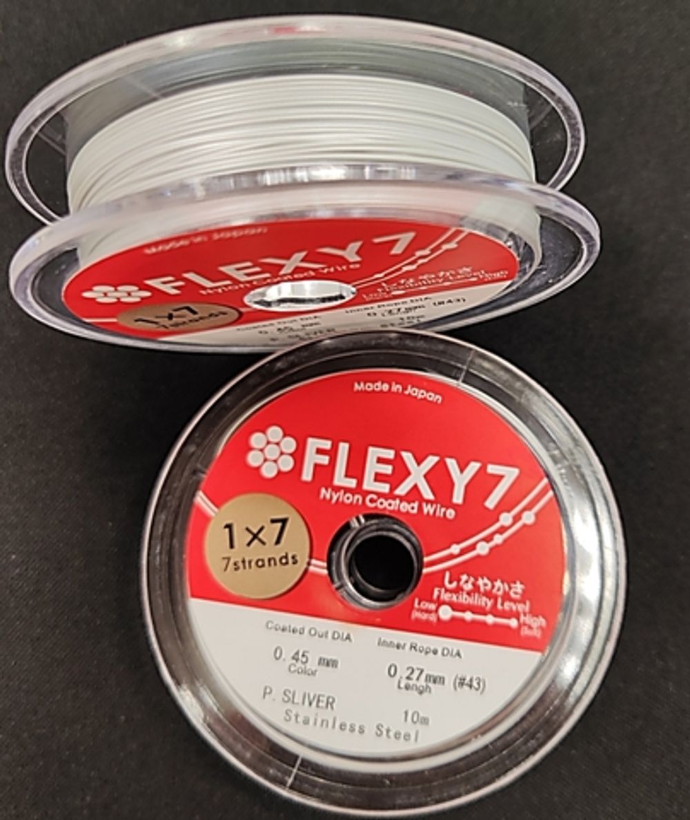 Тросик ювелирный FLEX Y7 0,45 мм цвет серебристый, 10 метров (Япония)