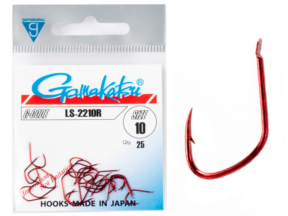 Крючки Gamakatsu LS-2210R HOOKS RED разм. 10 25шт.