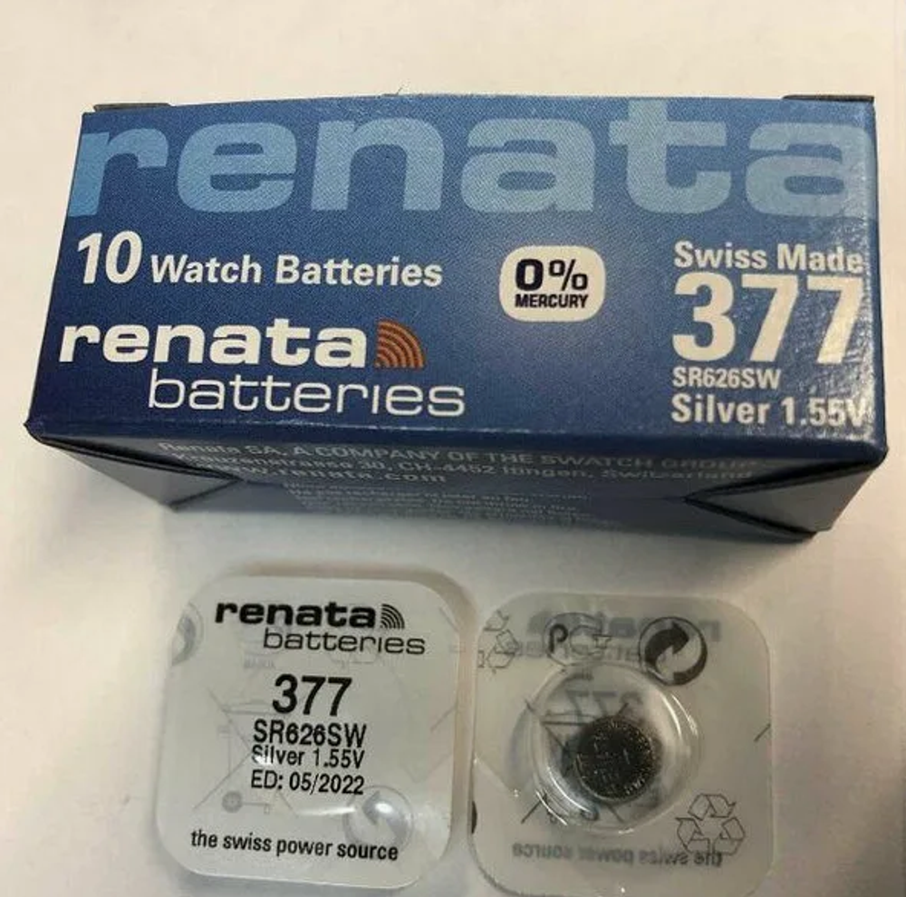 Элемент питания Renata 377/SR626SW Box10 (комплект 10 шт)