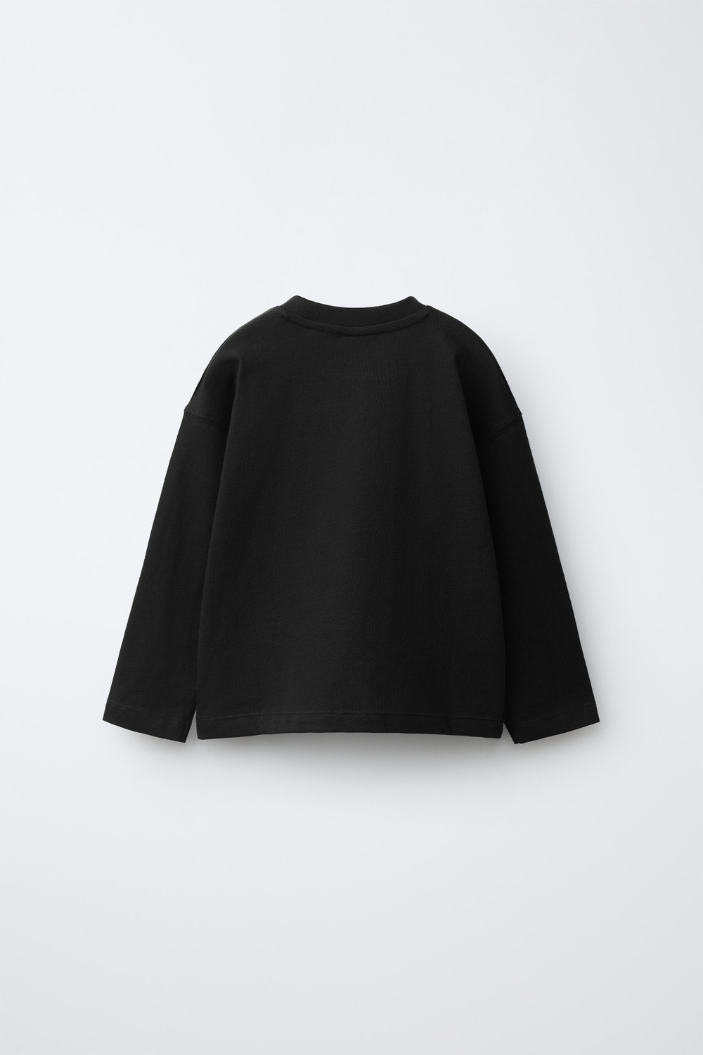 ZARA ОДНОТОННЫЙ ЛОНГСЛИВ, ЧЕРНЫЙ