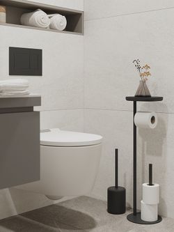 Держатель для туалетной бумаги с полочкой Slim, черный