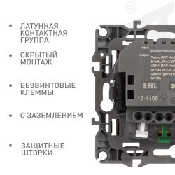 Розетка ЭРА Серия 12 12-4108-13 2P+E 16A-250В со шторками с USB type-A+C 5В-3А бронза | Эра 12