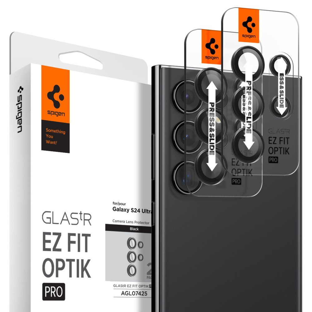 Защитные накладки на камеру Spigen Optik.tR EZ Fit 2 шт. для Samsung Galaxy S24 Ultra Black