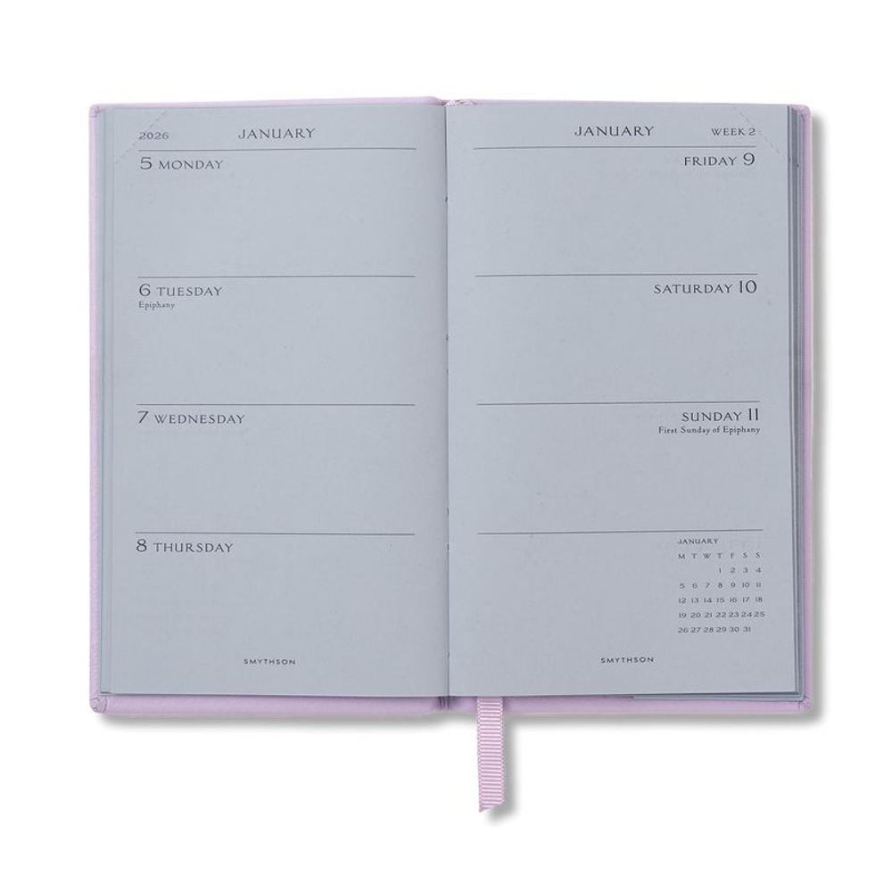 Smythson Ежедневник 2026 Panama Weekly Diary with Pocket, Navy