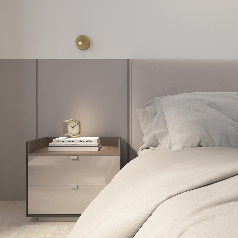 DK5072-SB Бра SHINE WALL со светодиодом, D104*H68, IP20, 3000К, 3W, RA?90, сатинированная латунь, алюминий