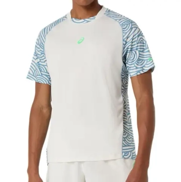 Мужская теннисная футболка Asics Padel Court All Over Short Sleeve - cream/saba blue