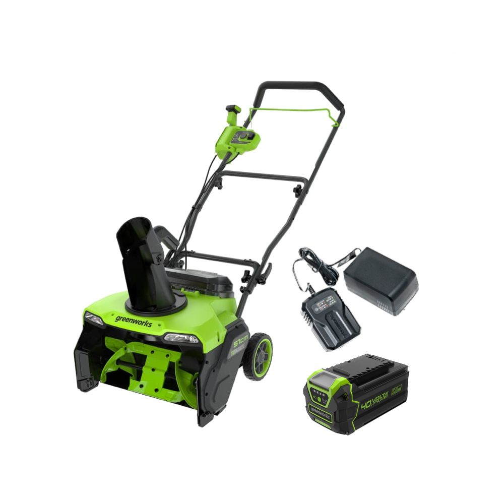 Снегоуборщик аккумуляторный бесщеточный Greenworks GD40STX2, 40V, 51 см, с 1хАКБ 5 Ач и ЗУ, 2603407UG