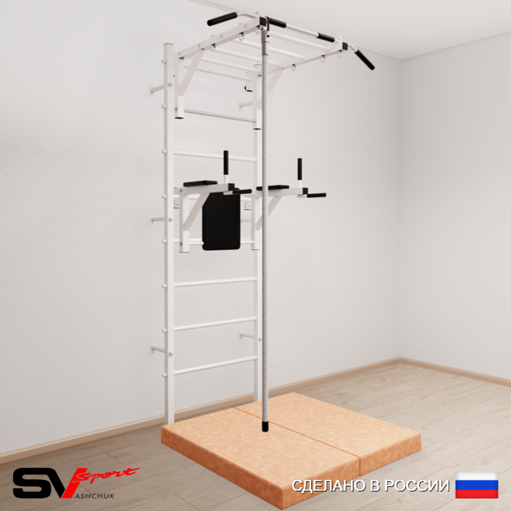 Шведская стенка Sv Sport усиленная 6404 (Турник рукоход/Брусья/Канат/Мат 1м)