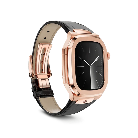 Корпус для Apple Watch ROL45 - Розовое золото/Коричневый/Натуральная кожа