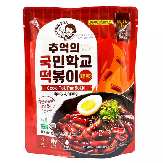 Рисовые клецки COOK-TOK Spicy Jjajang for Pan-frying Токпокки с острым соусом Чачжан, 135 г (Корея)