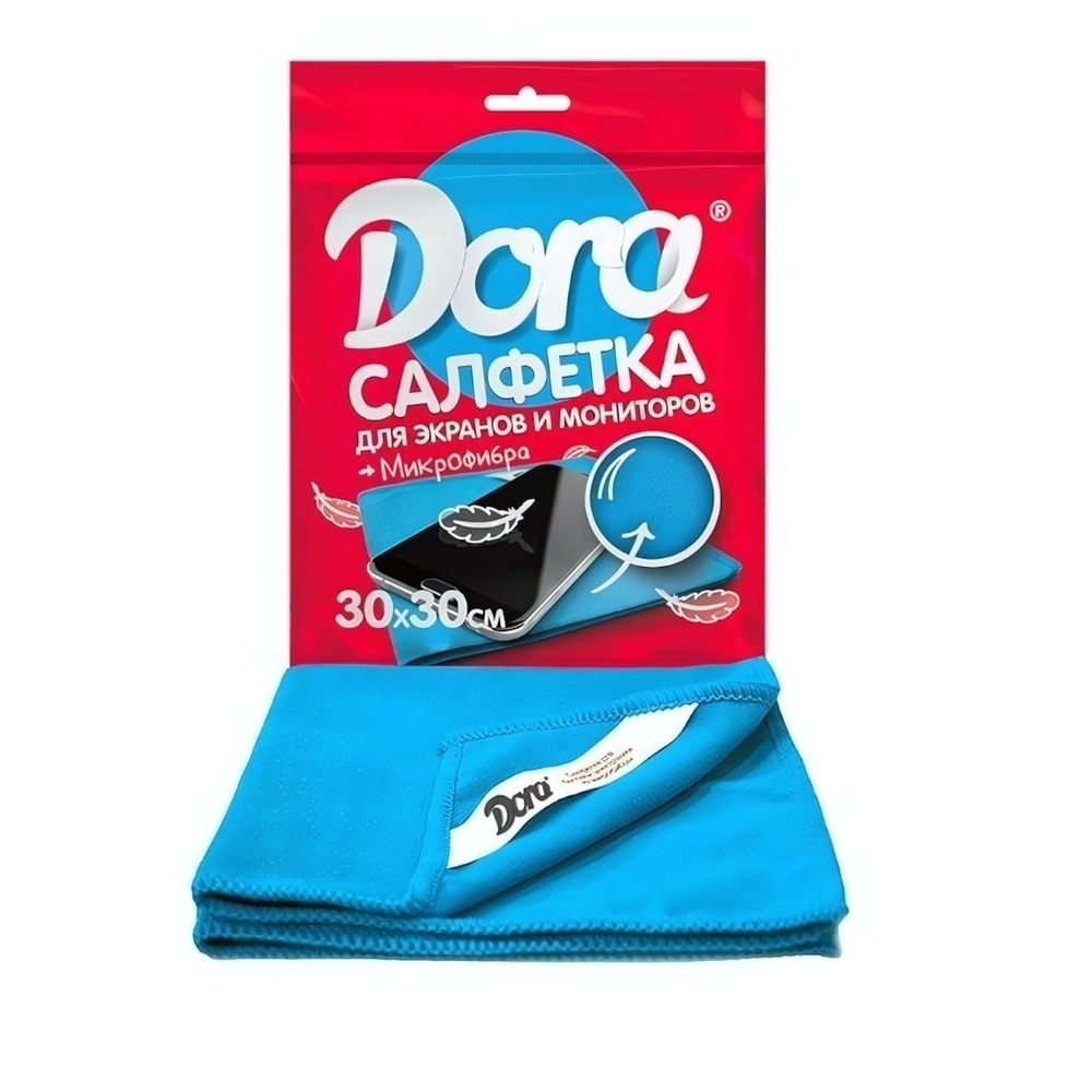 Салфетка из микрофибры Dora "Для экранов, мониторов и электротехники", 30х30см