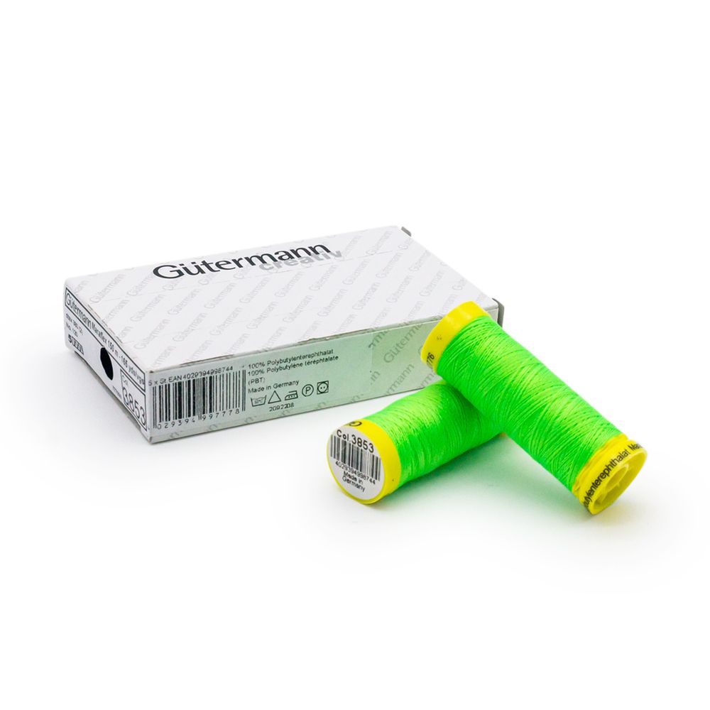Нитки для трикотажа Gutermann Maraflex 120 (150 метров), 5 кат. | 3853 неоновый салатовый