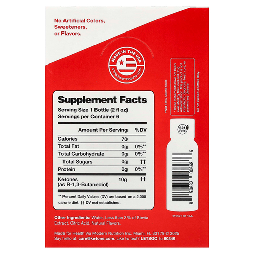 Ketone-IQ, Energy Shot, оригинальный, без кофеина, 6 флаконов по 59 мл (2 жидк. унции)