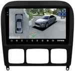 Магнитола для Mercedes-Benz S W220 1998-2005 (без штатного усилителя, рамка черная) - Teyes CC3-2K-360 монитор 9.5" 2K QLED на Android 10, Быстрая, CarPlay, 4G SIM-слот, 4 камеры в комплекте