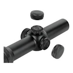 Прицел оптический BRITE LPVO 1-8X24 IR - барабанчики ввода поправок со снятыми крышками, крупный план