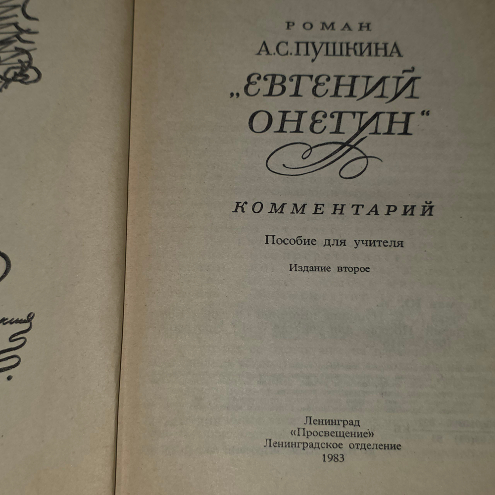 Книга "Евгений Онегин. Комментарий. Пособие для учителя"