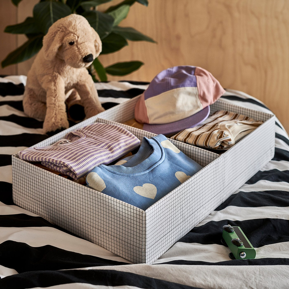 IKEA STUK  (ИКЕА СТУК)  -  Коробка с перегородками - белая/чёрная 32x51x10 см