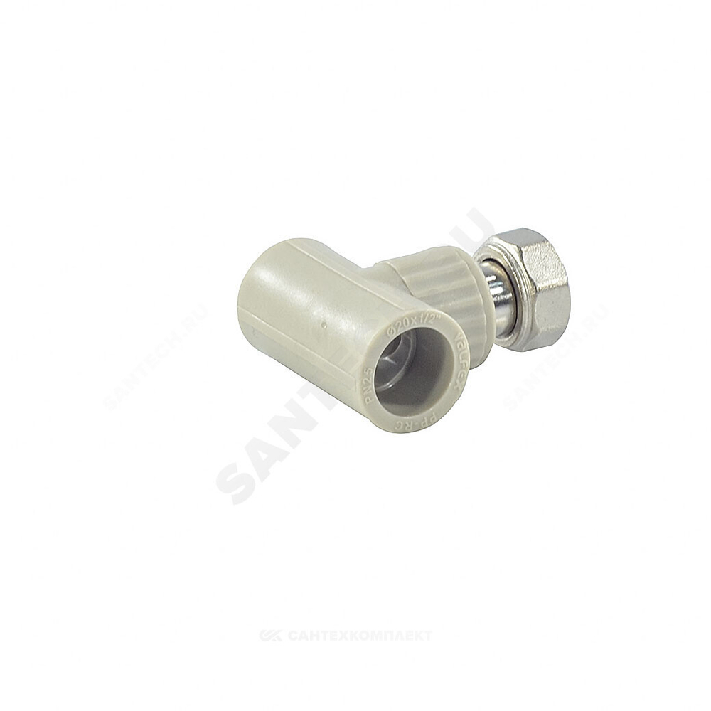 Тройник PP-R комбинированный серый Дн 20х1/2" с накидной гайкой VALFEX 10140020Г