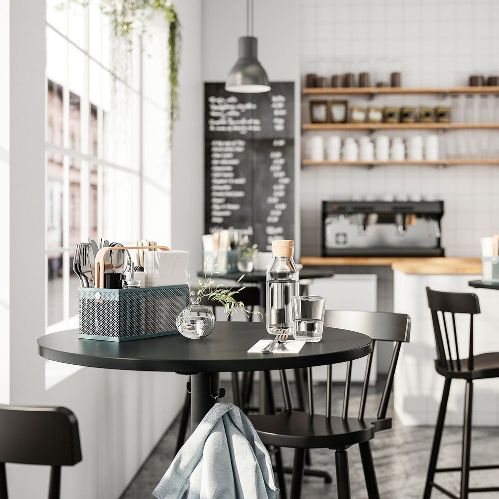 IKEA VIMPELFISK  (ИКЕА ВИМПЕЛФИСК)  -  Подставка для приборов - бамбук/серо-бирюзовый