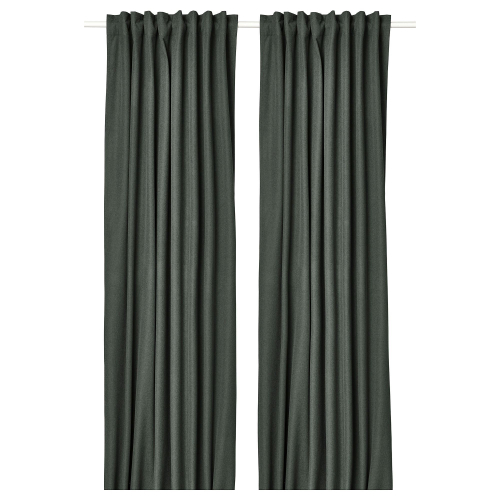Комплект штор IKEA ROSENMANDEL (РОЗЕНМАНДЕЛ), Темно-зеленый, 135х250 см, 2 шт