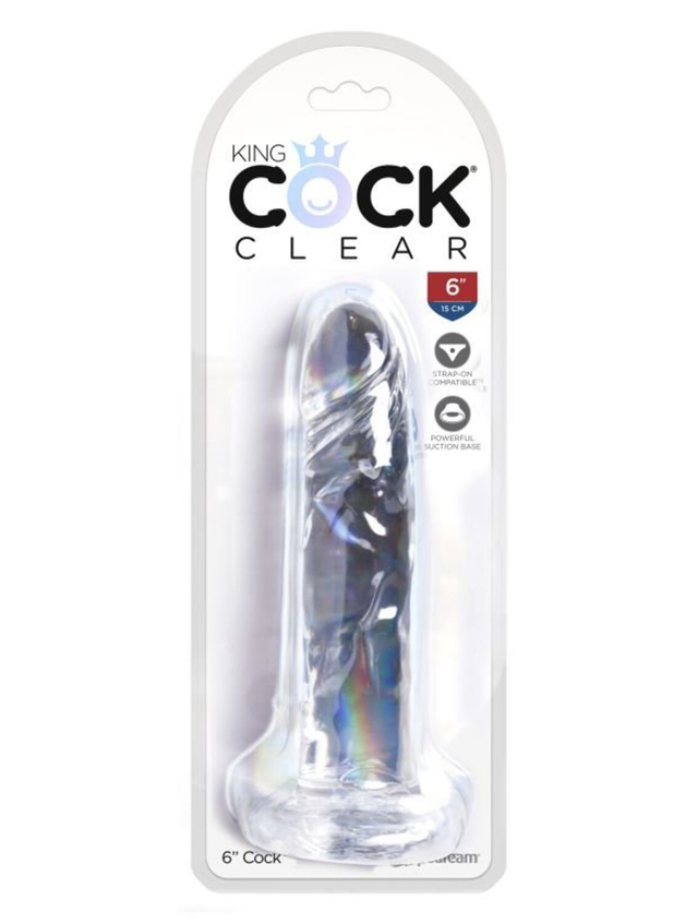 Прозрачный фаллоимитатор на присоске King Cock Clear 6 Cock