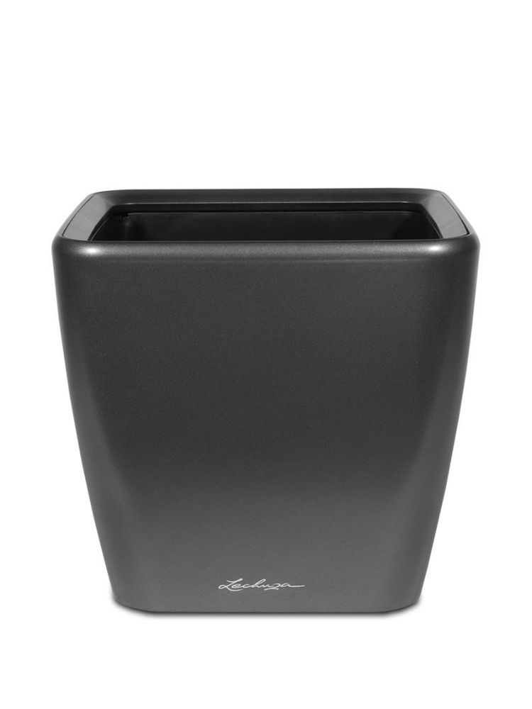 Кашпо Lechuza "Quadro LS Complete charcoal metallic" (пластик), 35x35xH33 см