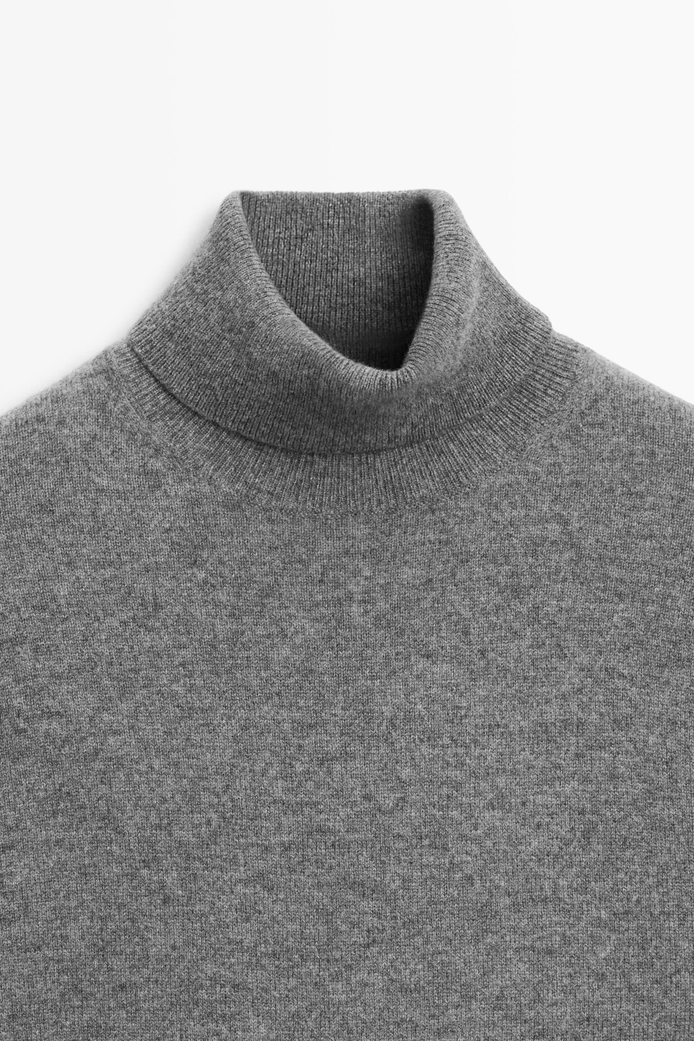 Massimo Dutti Трикотажный свитер из смесовой шерсти с высоким воротником, серый