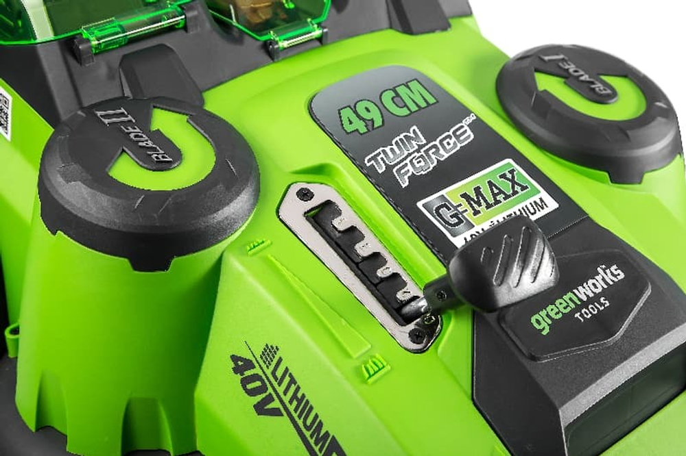 Газонокосилка аккумуляторная Greenworks Арт. 2500207, TwinForce, 40V, 49 см