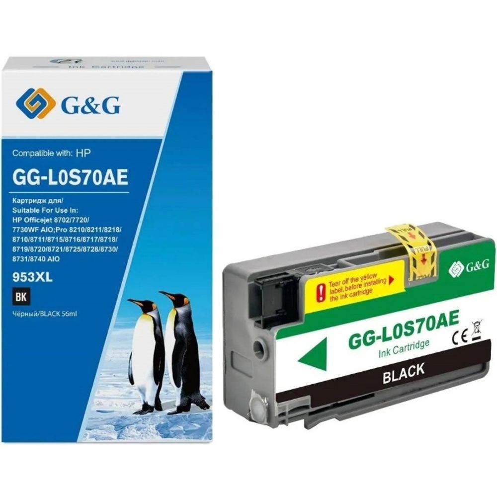 Картридж G&amp;G, аналог HP 953XL (L0S70AE) для OfficeJet Pro 8710/8720/8730/8210, черный (2K) 58ml
