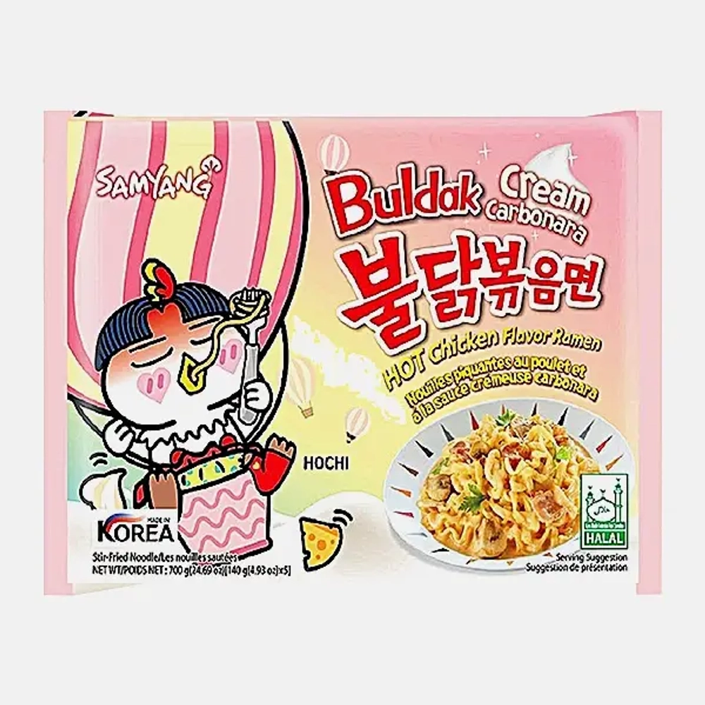 Лапша быстрого приготовления Hot Chicken Cream Carbonara Samyang Buldak 140г