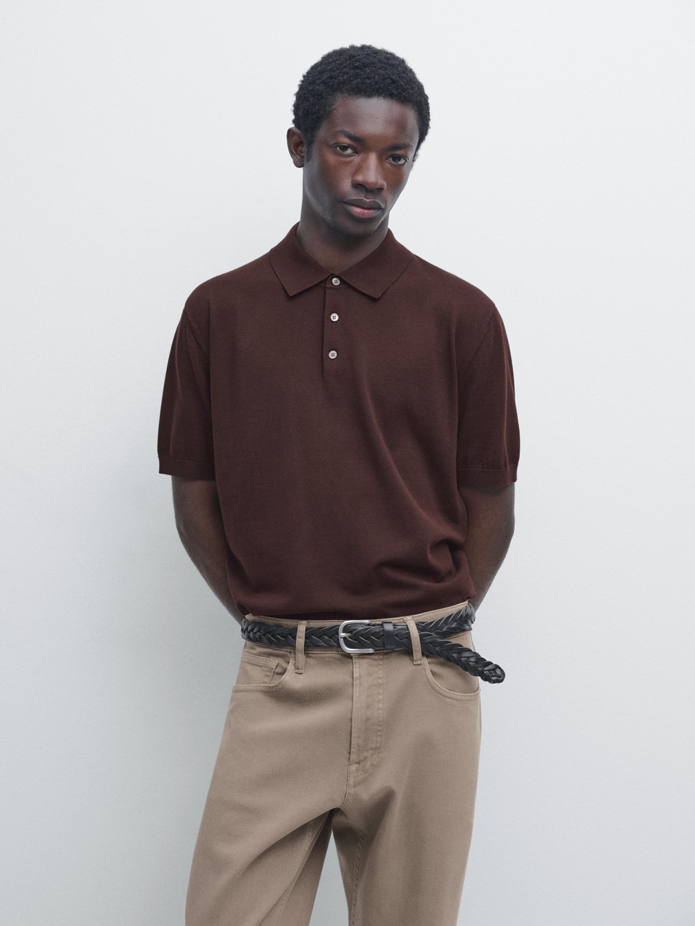 Massimo Dutti Поло из 100% хлопка, бордо